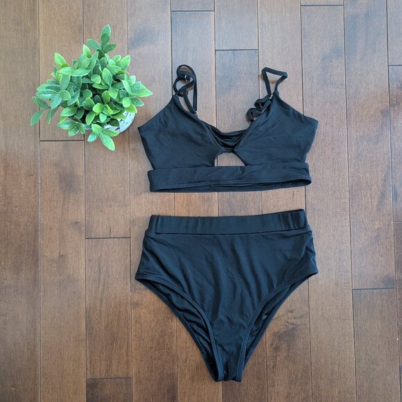 MICRO RIBBED HIGH WAIST BIKINI - Picture 1 of 2
